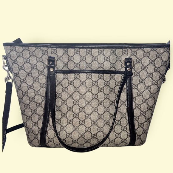 GUCCI ORIGINAL GG SUPREME CANVAS ZIP POCKET LARGE TOTE - Picture 2 of 6